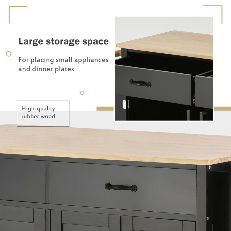 ELEMENT ACE Versatile Kitchen Island Cart with Adjustable Storage Shelves and Durable Solid Wood Top image number 6