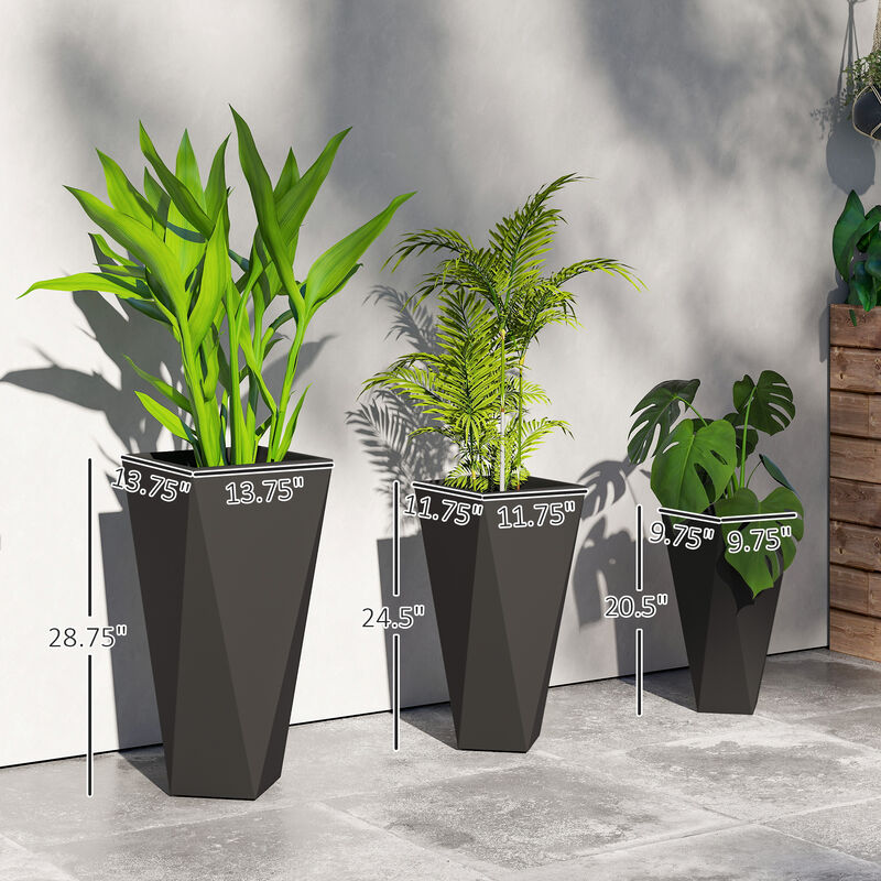 Hivvago Set of 3 MgO Tall Planters with Drainage for Indoor & Outdoor image number 2