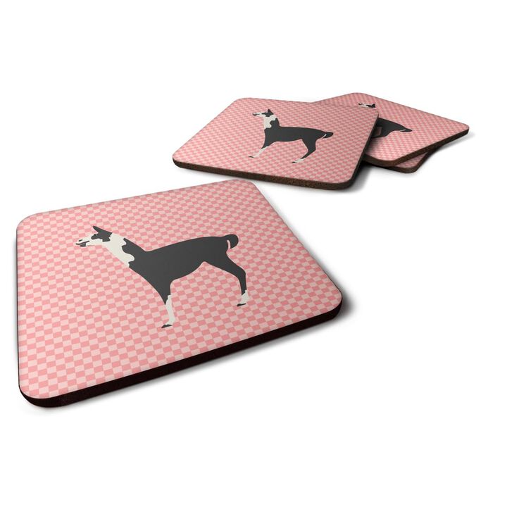 Caroline's Treasures Llama Q' Ara Pink Check Decorative coasters, 3.5, Multicolor