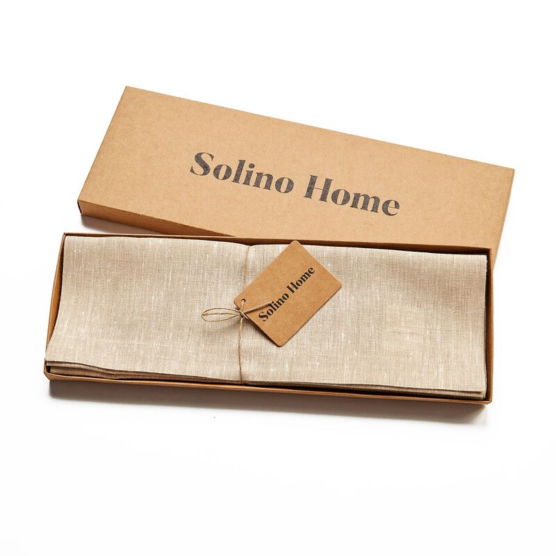 Solino Home Athena 100% Linen Placemats &ndash; Set of 4, 14 x 19 in, Machine Washable, Holiday and Everyday Dining