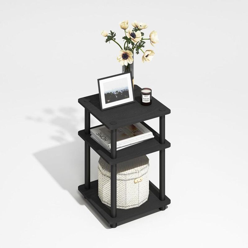 Turn-N-Tube End Table, Side Table with Shelf, Darkwood