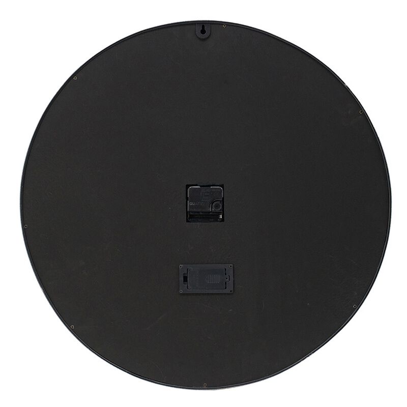 Reny 23 Inch Wall Clock, Decorative Gear Design, Round, Silver, Black Iron - Benzara