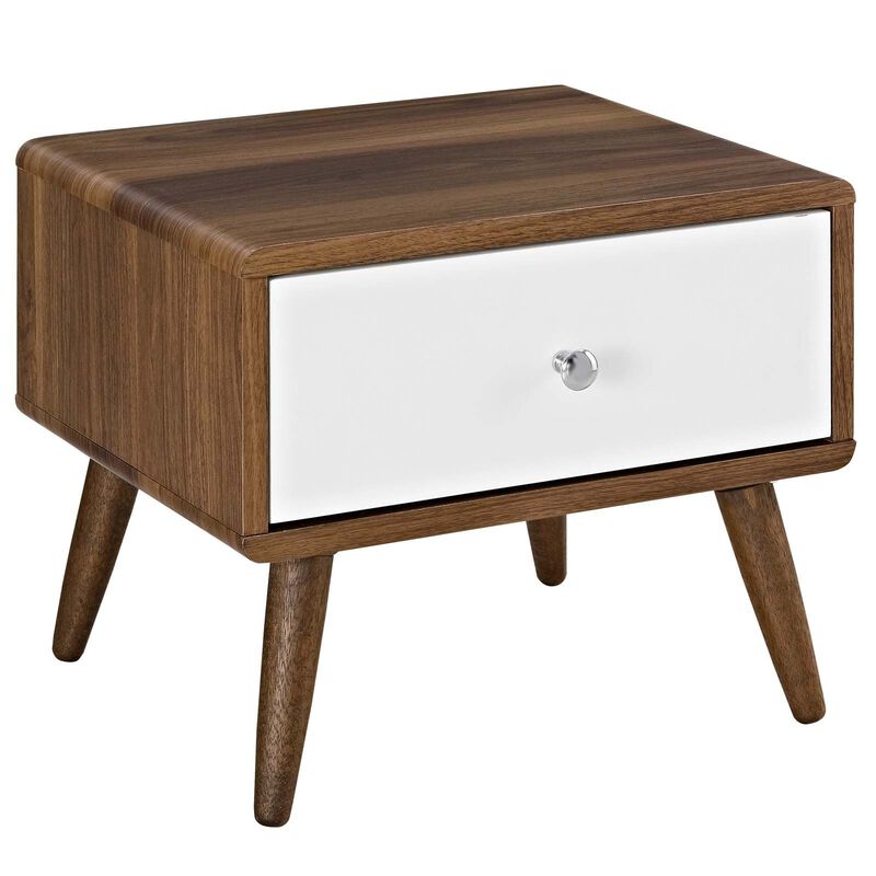 Modway Transmit Mid-Century Modern Nightstand or Side Accent Table in Walnut image number 0