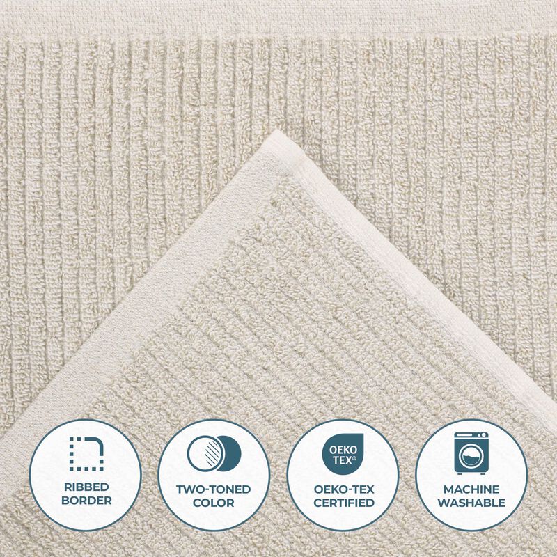 2-Piece Ribbed Bath Towel Set, Medium Weight Cotton Blend for Bathroom image number 3