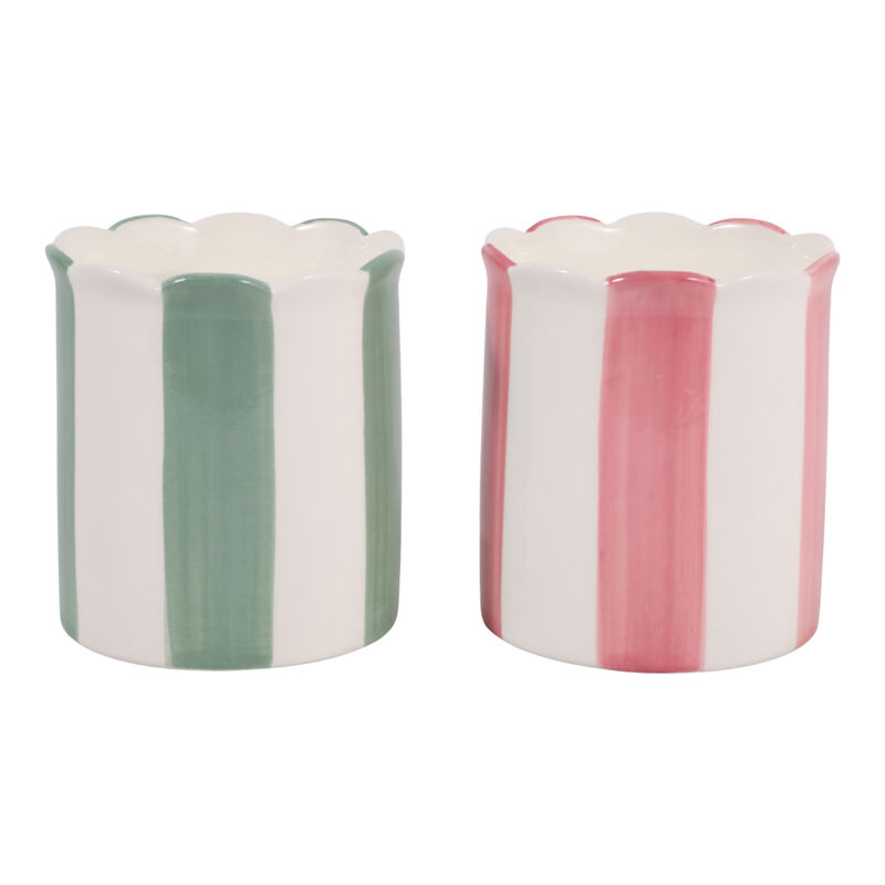 S/2 4" 7 Oz Coconut Goji Orange Stripe Candles, Mu image number 2