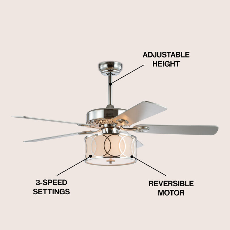Circe Transitional Glam Drum Shade LED Ceiling Fan with Remote