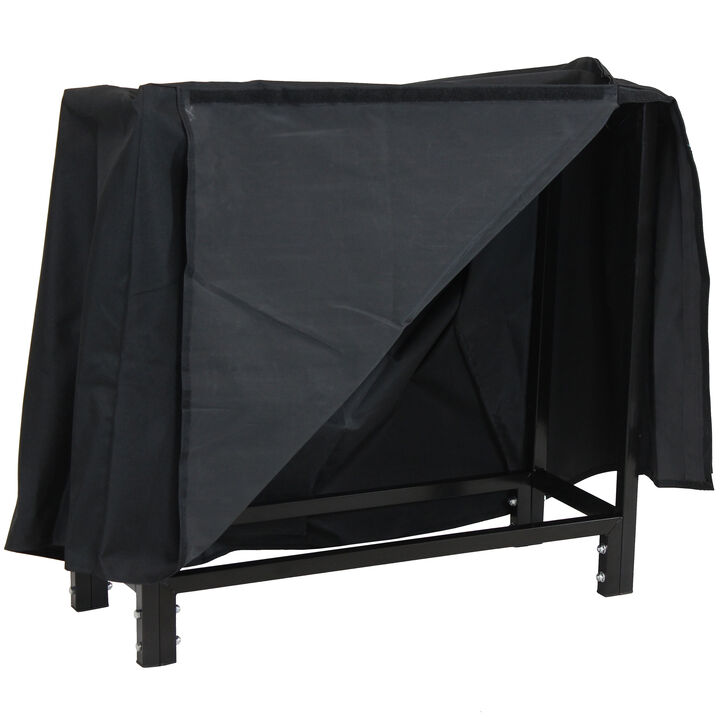 Sunnydaze 30 in Black Powder-Coated Steel Firewood Log Rack and Cover