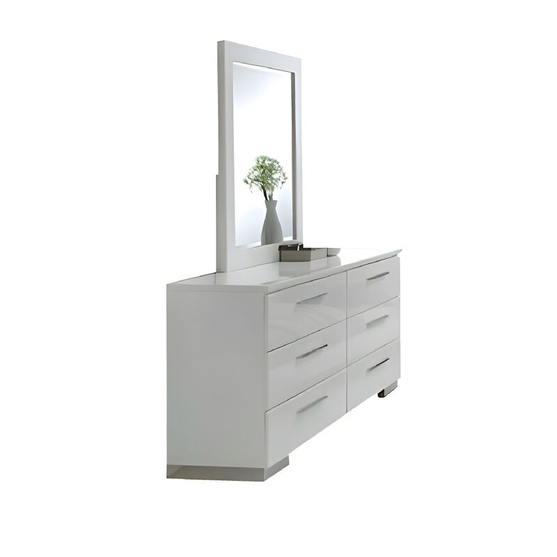 Estin 4pc Queen Bedroom Set, Low Profile Bed, Dresser Mirror, White image number 4