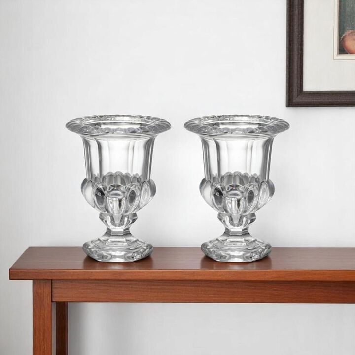Hivvago Set of Two Clear Glass Urn Table Vases