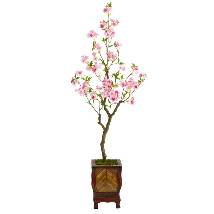 HomPlanti 56 Inches Cherry Blossom Artificial Tree in Decorative Planter