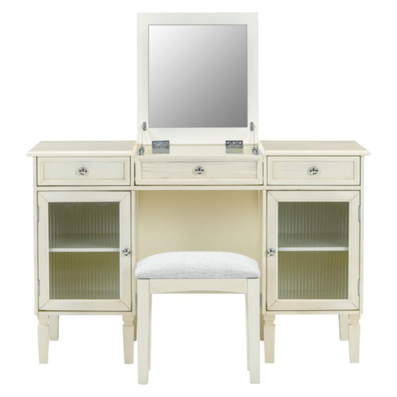 2-in-1 Vanity Desk with Flip-Top Mirror and Hidden Storage image number 0