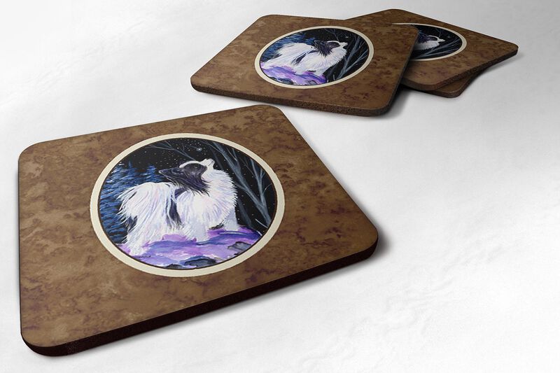 Caroline's Treasures SS8383FC Starry Night Papillon Foam Coasters Set of 4 (Set of 4), 3.5 H x 3.5 W, Multicolor image number 0
