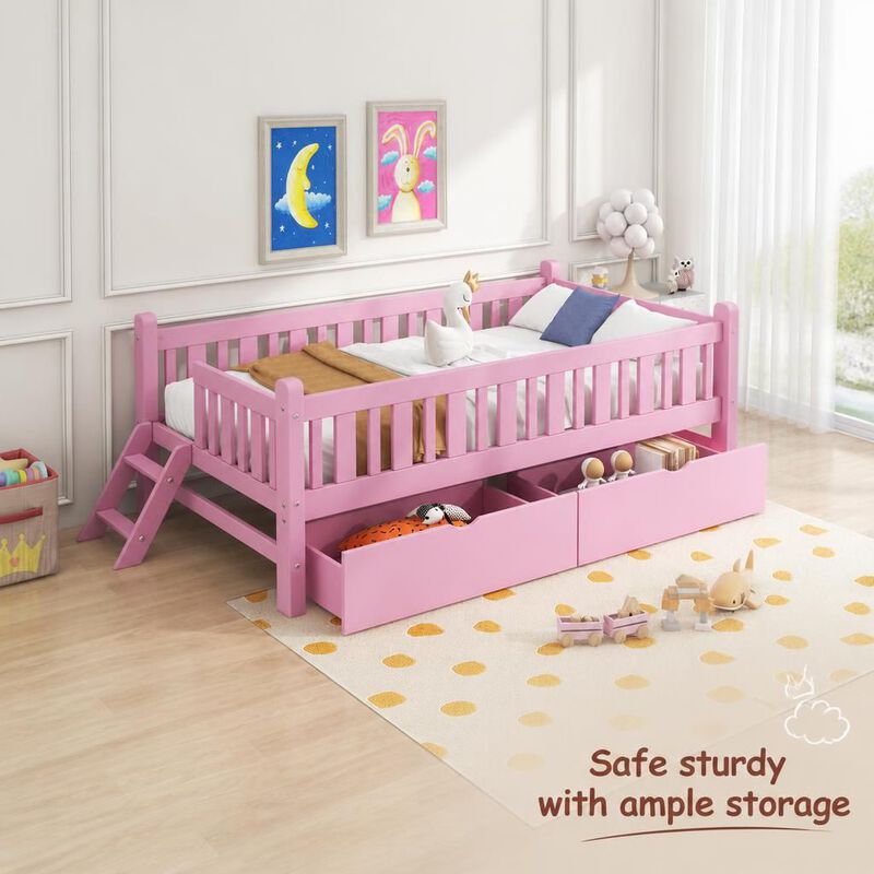 Wood Twin Size Platform Storage Bed image number 4
