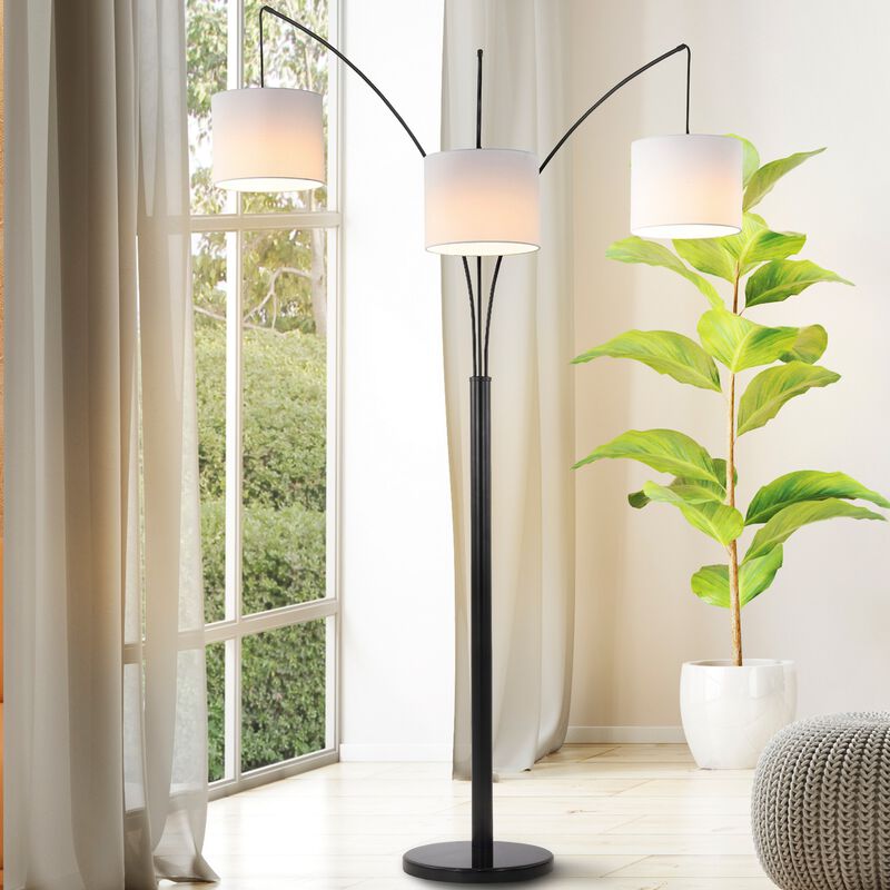 Barrie 3-Light Mid-Century Modern Head-Adjustable Iron LED Arc Floor Lamp