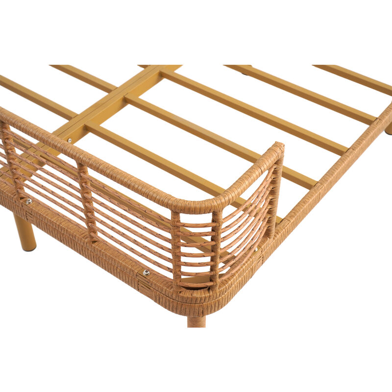 Christopher Knight Home Orinda Coastal Grid PE Wicker Bed with Wingback Headboard