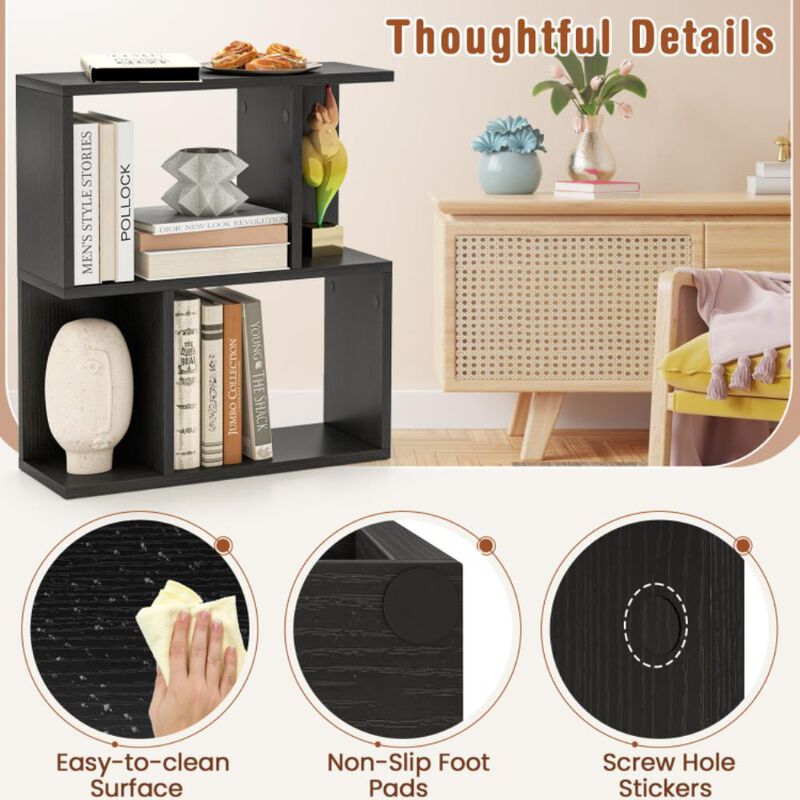 Hivvago 3-Tier Bookshelf with Display Shelf for Small Space