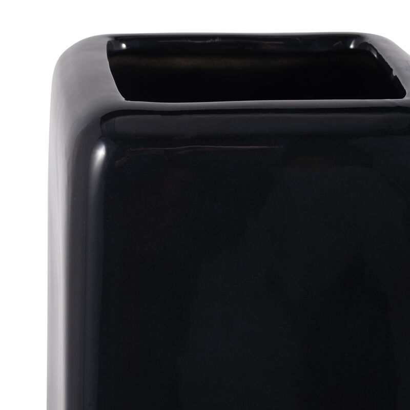 Cer, 18" Squared Grooved Vase, Black image number 3