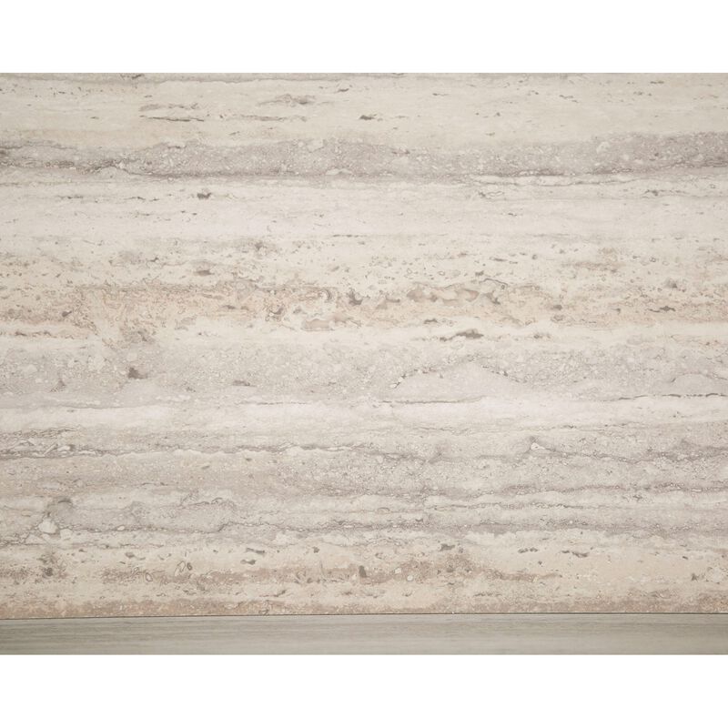Lia 55 Inch Coffee Table, Rectangular Travertine Stone Finish Laminated Top image number 2