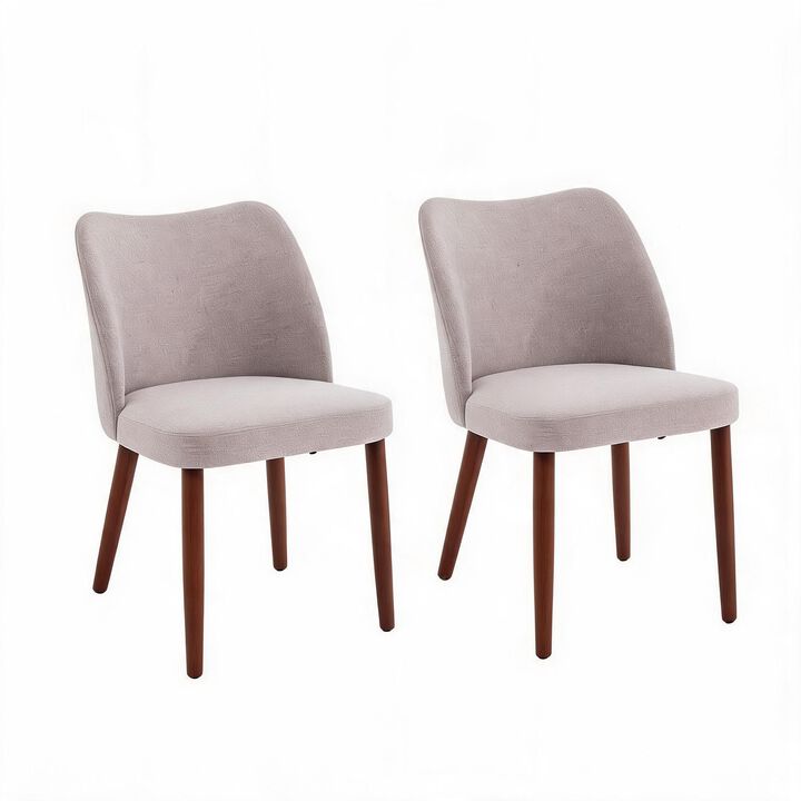2 Pack Modern Wingback Dining Chairs, Linen Fabric Thick Cushion High Back Chairs with Rubberwood Legs for Home Dining Use