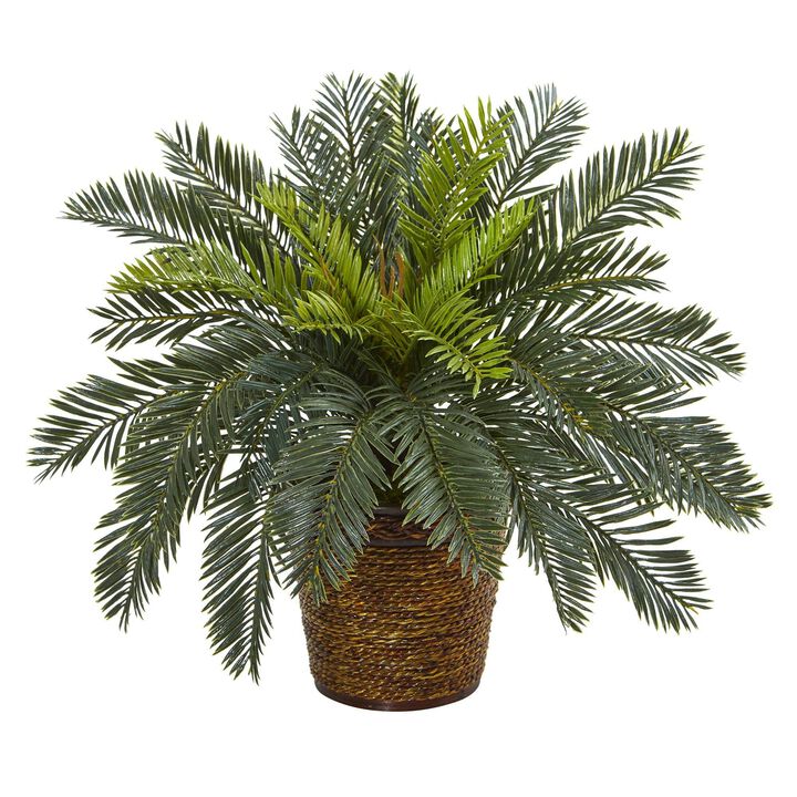 Nearly Natural 15-in Cycas Artificial Plant in Basket