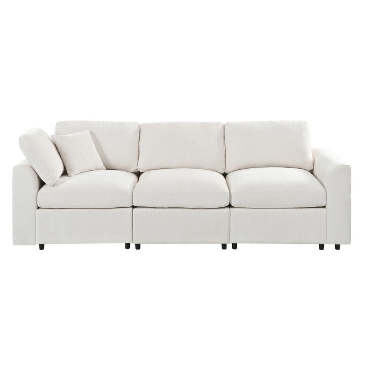 Merax Modern Chenille 3-Seater Sofa with High-Density Foam & Pocket Spring Support