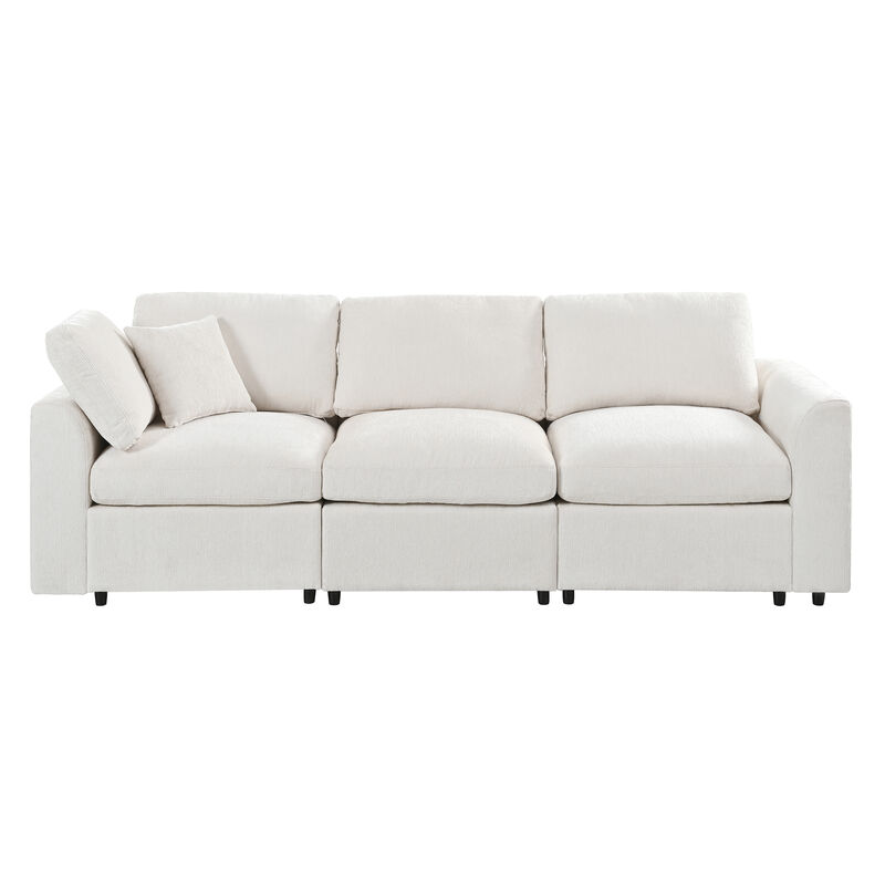 Merax Modern Chenille 3-Seater Sofa with High-Density Foam & Pocket Spring Support image number 0