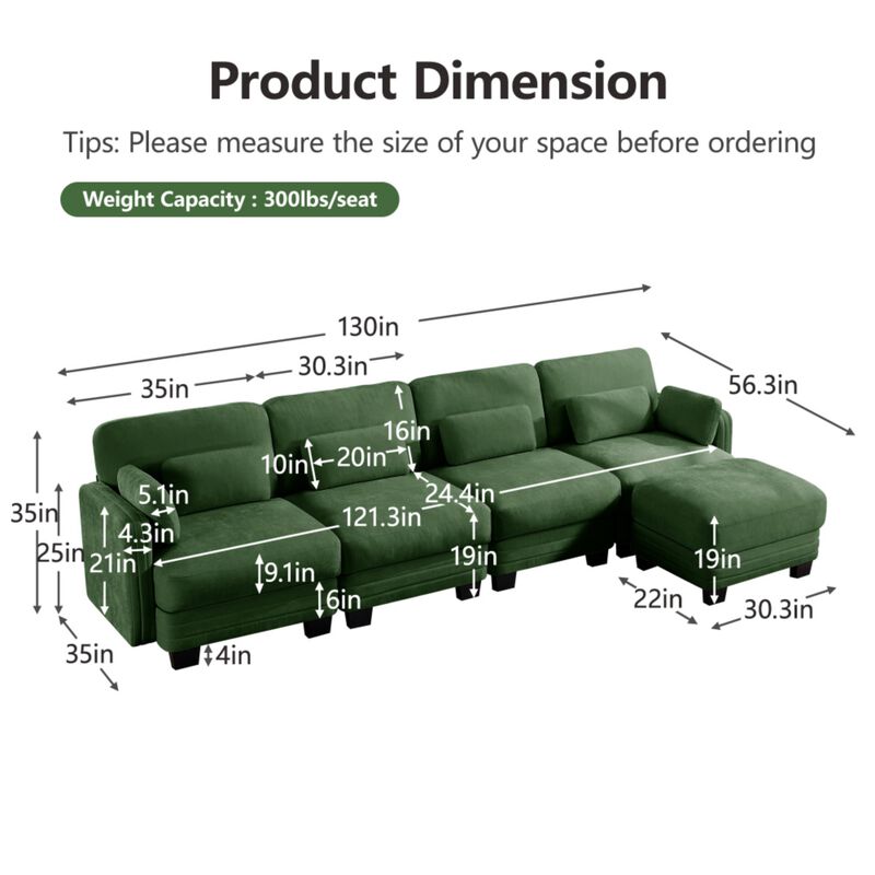 Glel Modern Minimalist Chenille Modular Sectional Sofa image number 9