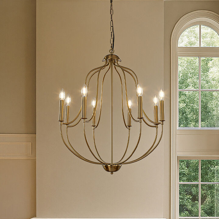 W26 in 8 Lights Modern Classic Candelabra Chandelier Farmhouse Glam Candle Pendant Light For Living Room Dining Room And Entryway