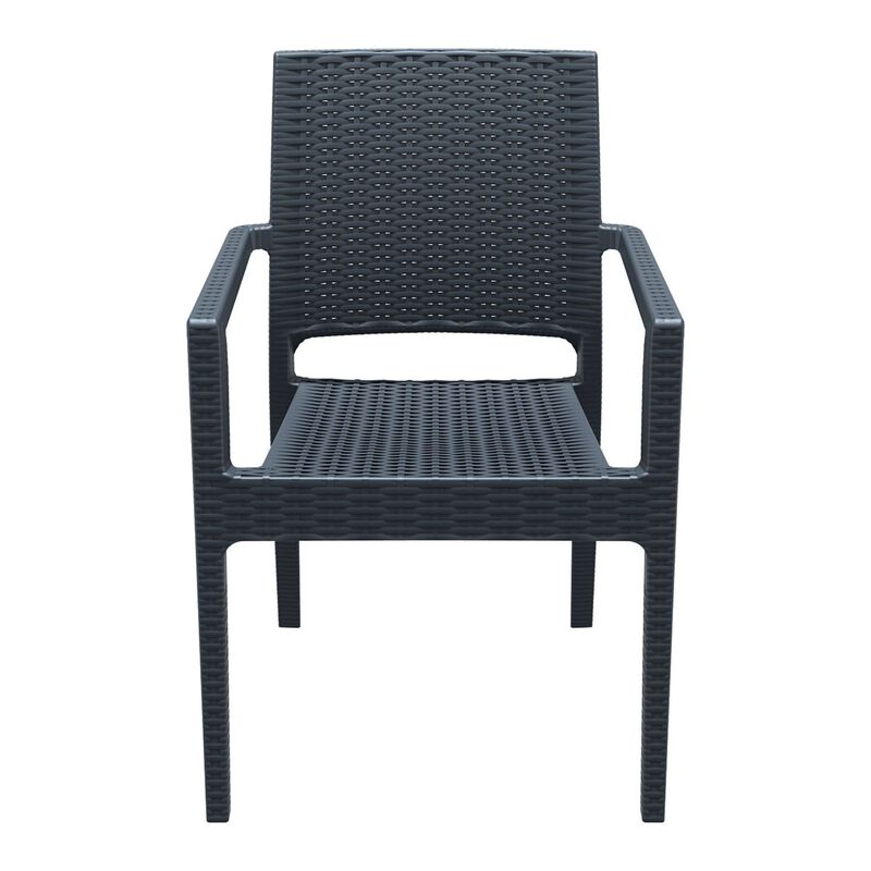 34" Gray Wickerlook Patio Stackable Dining Chair