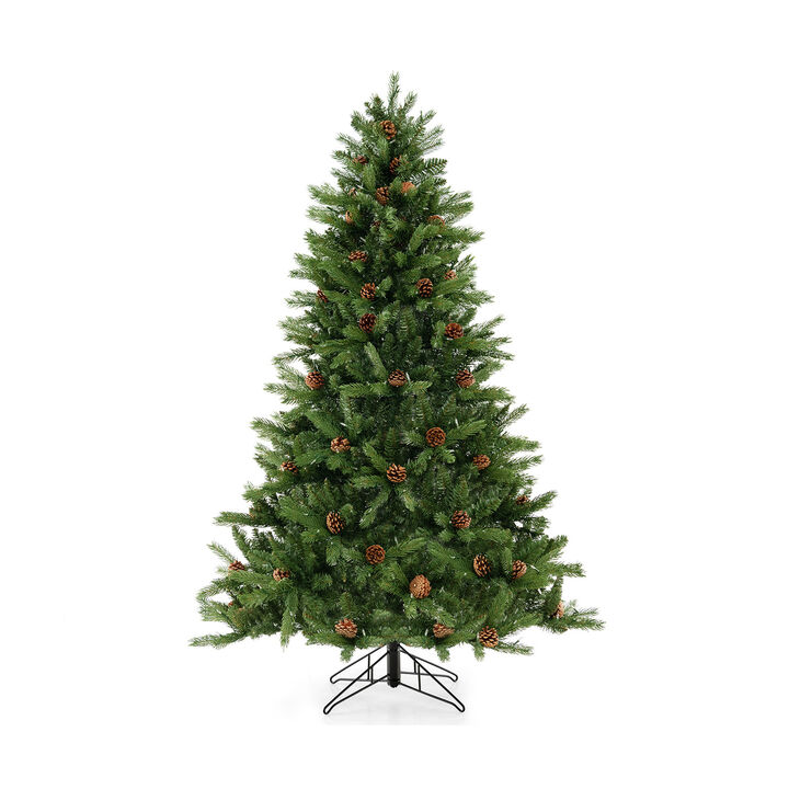 Artificial Christmas Tree with Pine Cones and Adjustable Brightness