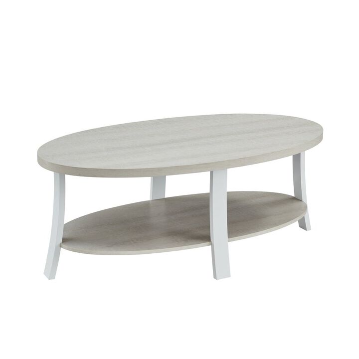 Roundhill Furniture Anze Contemporary Oval Wood Shelf Coffee Table