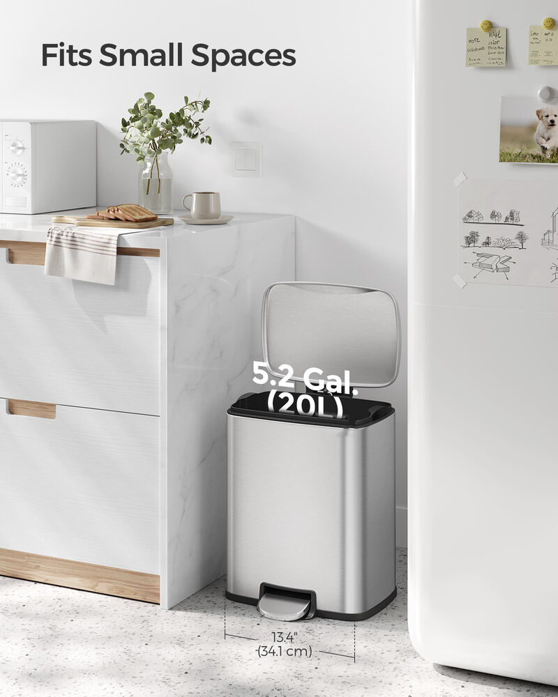 Stainless Steel Trash Can with Soft Close Lid and Removable Liner image number 3