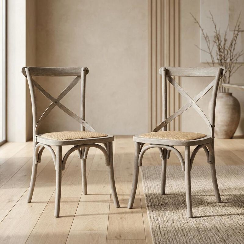 Wooden Dining Side Chairs for Kitchen and Dining Room, Natural, Set of 2 image number 7