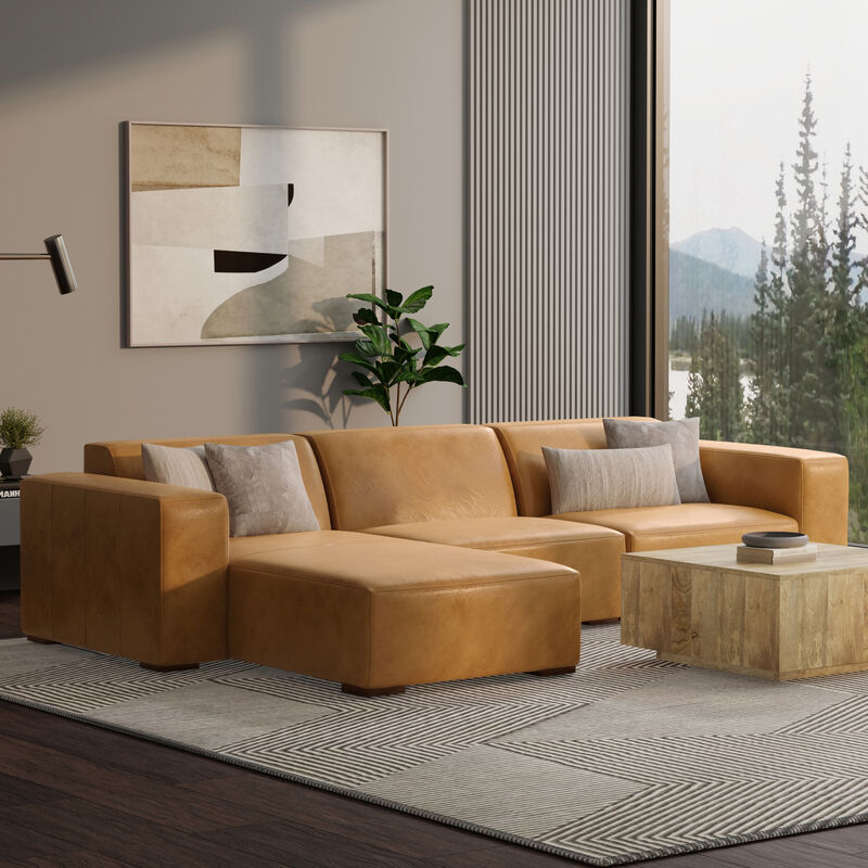 Rex Left-Facing Modular Sectional Sofa in Genuine Leather