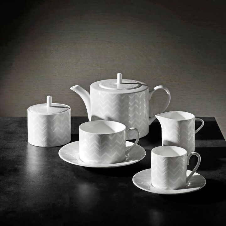 Tea & Coffee Pot ZIG ZAG WHITE, diam. 4.72", H 5.12"