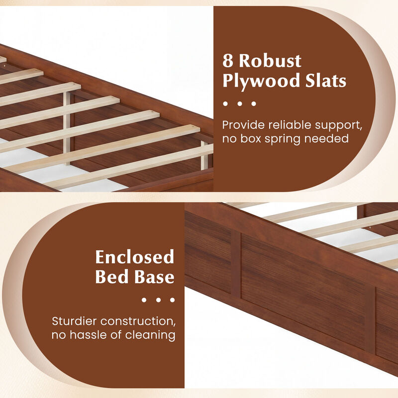 Twin Platform Bed Frame with Built-In Storage Drawers and Headboard image number 6