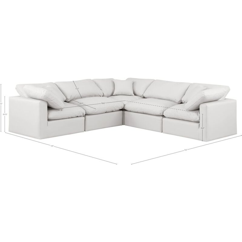 Meridian Furniture Indulge Cream Vegan Leather Modular Sectional