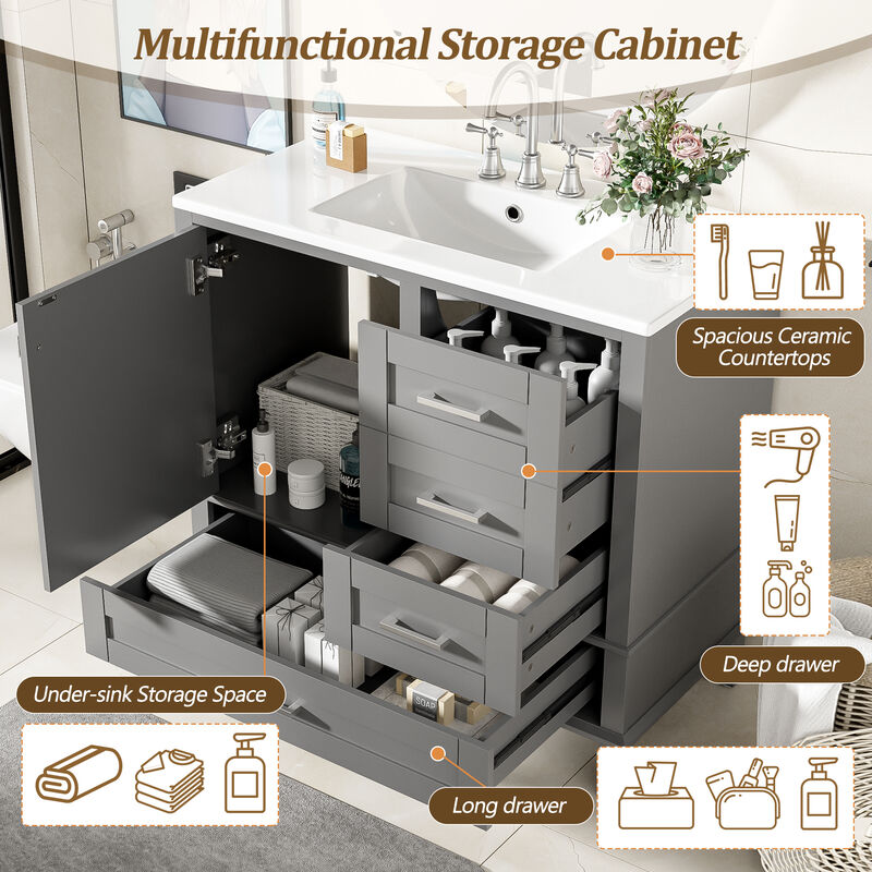Merax  Bathroom Vanity with Ceramic Basin