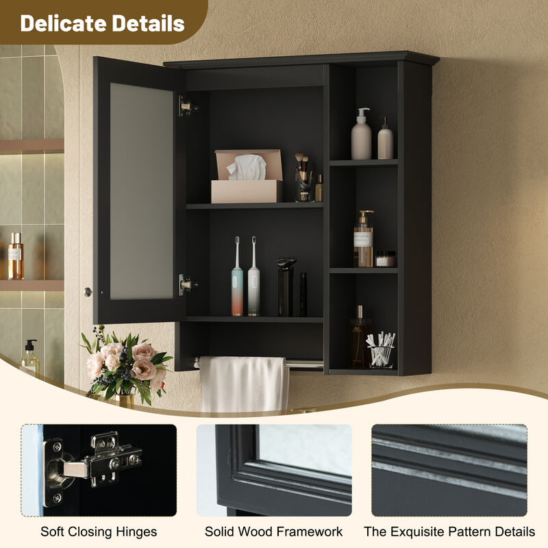 ELEMENT ACE Wall Mounted Medicine Cabinet with Adjustable Shelf and Integrated Towel Bar Organization Solution image number 7