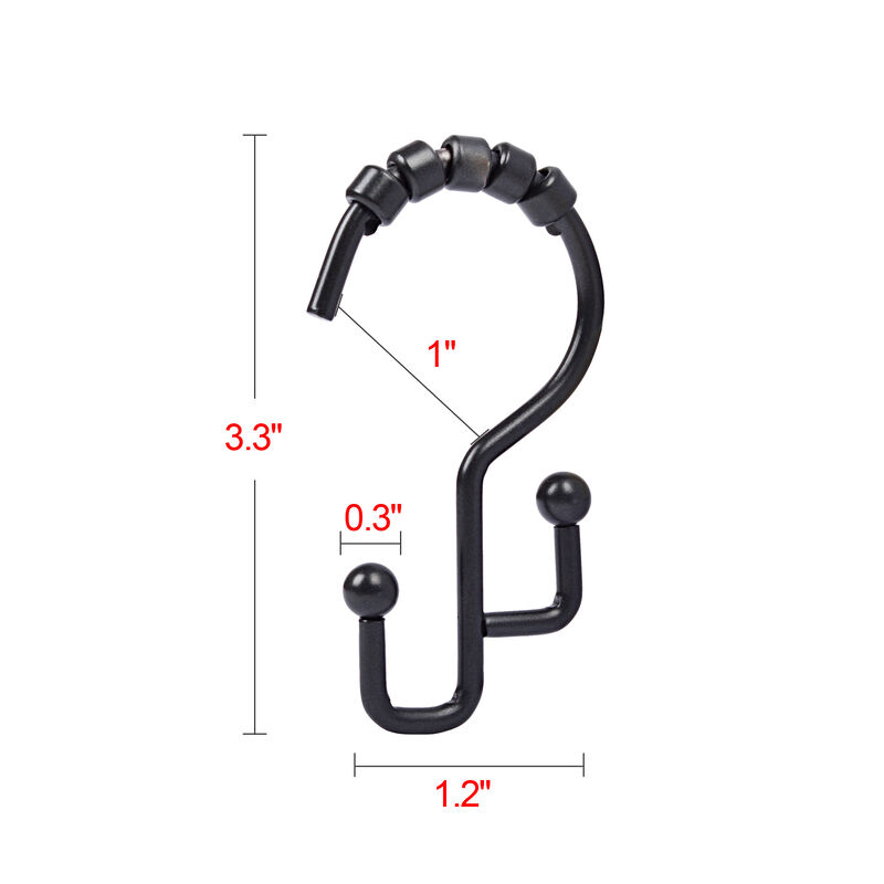12-Piece Resistant Stepped Metal Double Shower Curtain Hooks image number 4