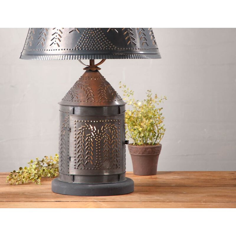 Irvins Country Tinware Fireside Lamp With Willow Shade In Kettle Black image number 2