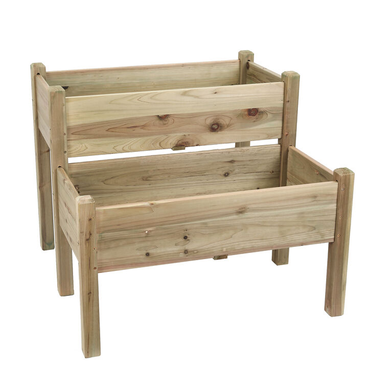 LuxenHome Wood Two Tier Raised Garden Bed