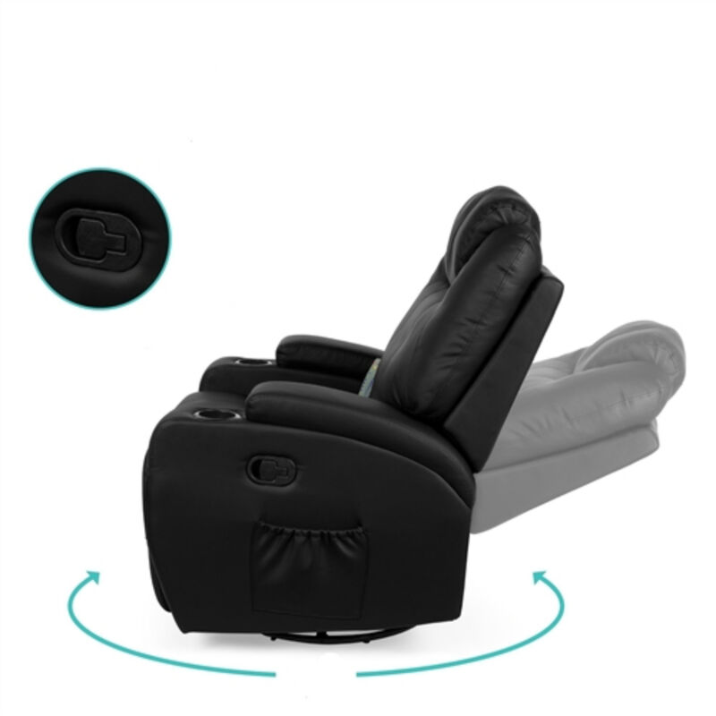 Swivel Heat & Massage Recliner Chair 5 Modes Remote Control