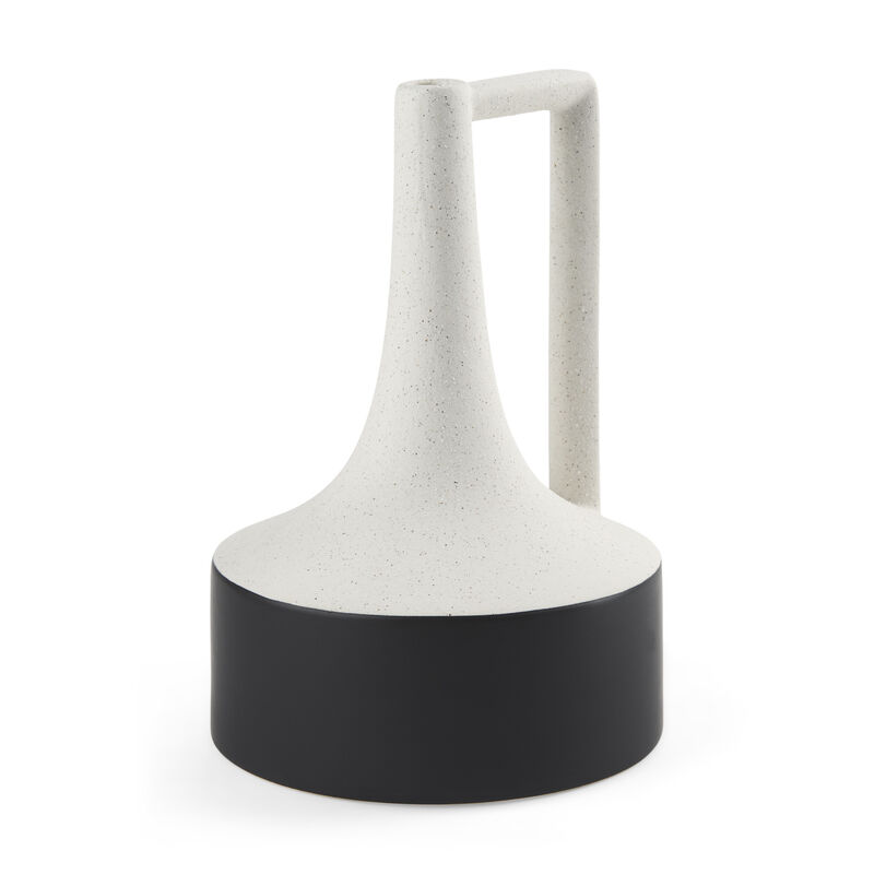 HomeRoots 12" Black And White Ombre Ceramic Jug Vase image number 0