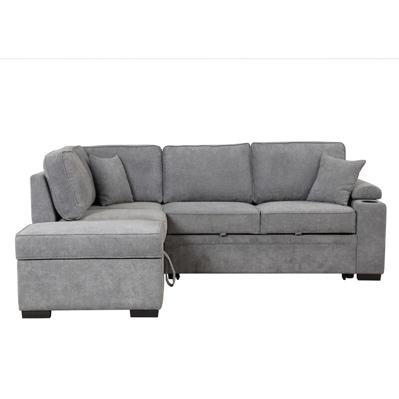 Merax 2 in 1 Pull Out Sofa Bed L Shape Couch