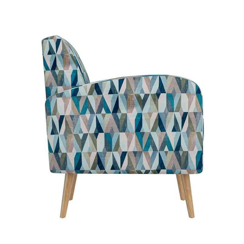 HL Home Furnishings Mid-Century Modern Armchair in Vibrant Multi-Blue Prism