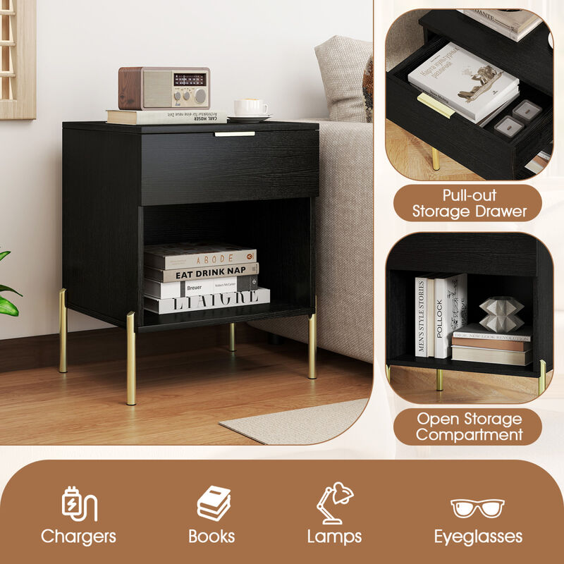 Modern Bedside Table with Built-In Charging Station and Storage image number 4