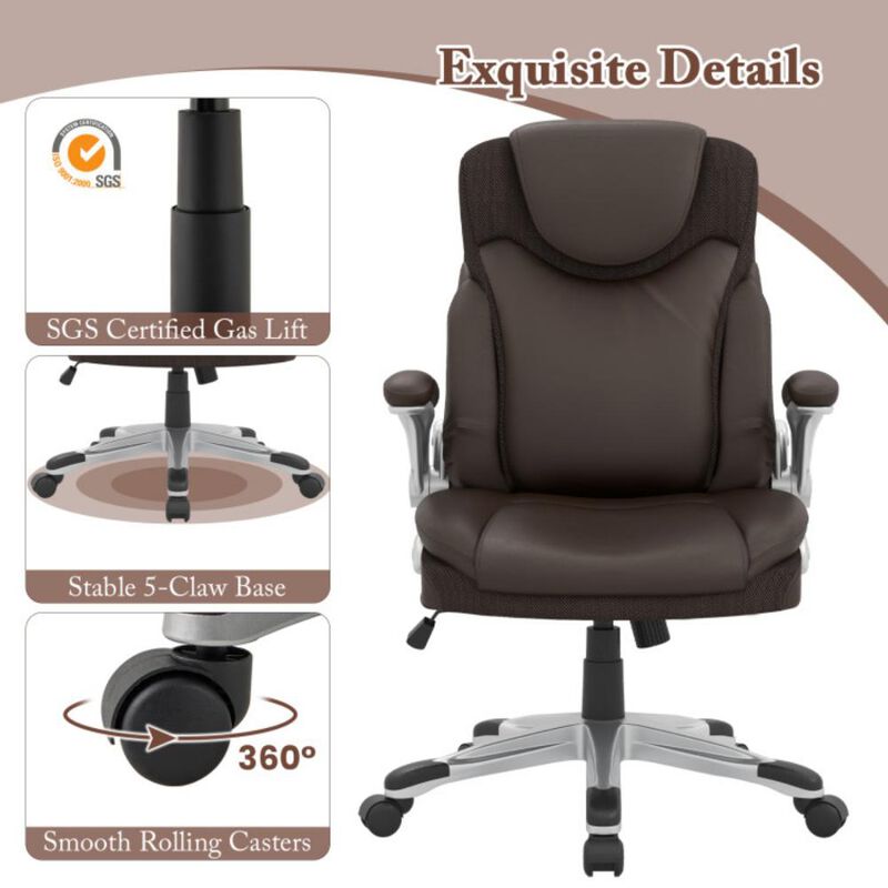 Ergonomic High-Back Office Chair with Flip-Up Armrests and Smooth Rocking Function