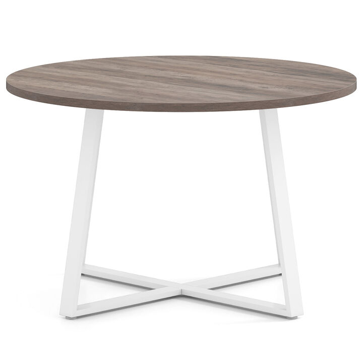 Round 47 Inch Dining Table with Stable X-Frame Base and Thick Top