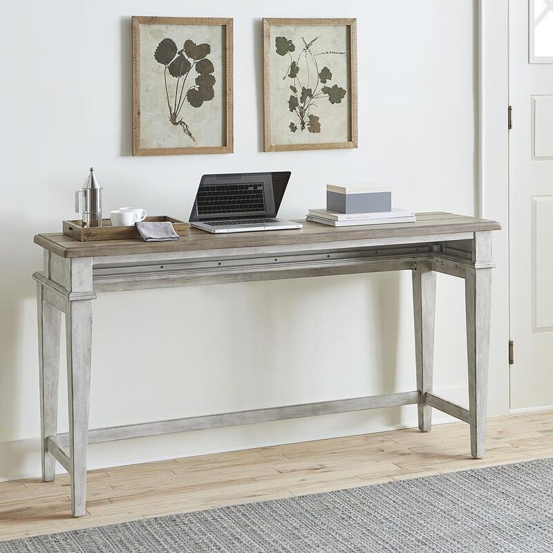 Liberty Furniture Heartland Console Bar Table in Antique White w/ Tobacco Top image number 1